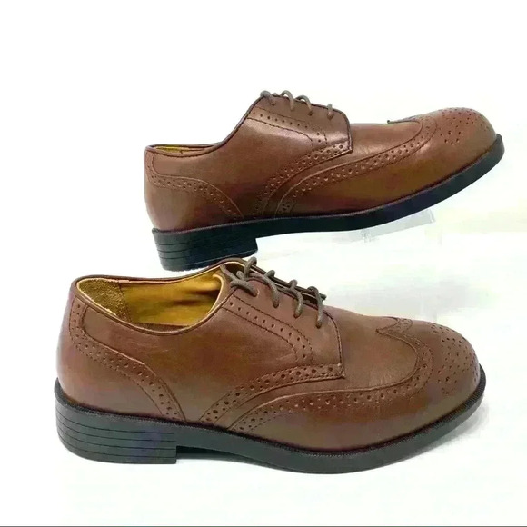 Drew Clayton Wing Tip Oxford Brown Leather 9.5 - Picture 5 of 11